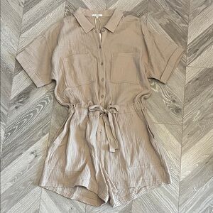 Z Supply Lookout Gauze Romper in Putty